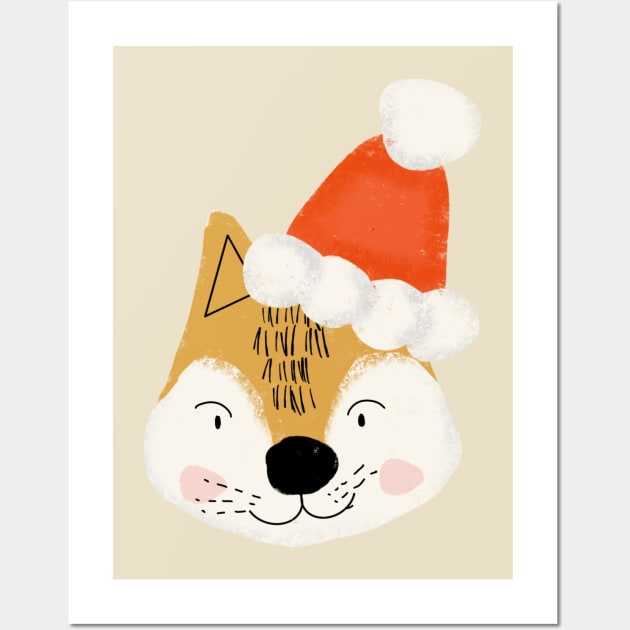 Cute Santa fox Wall Art by bruxamagica